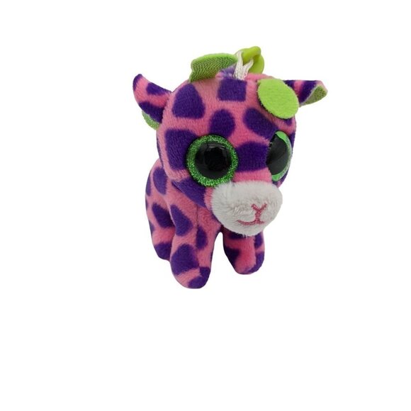 Gilbert GiraffeBeanie BooClip 5 inch - Stuffed Animal by Ty Glitter eyes - Picture 2 of 12